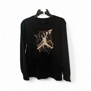 Jordan Black Long Sleeve with Gold and White Logo